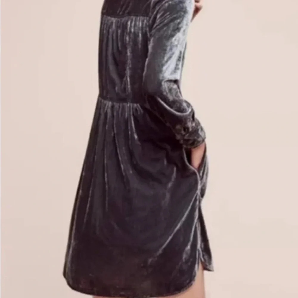 Anthropologie holding horses, green velvet, long sleeve dress size extra small - Picture 8 of 10